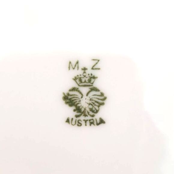 Vintage M Z Austria Painted Trinket Plate Black Berry Flowers Leaves Gold Accent - Picture 8 of 11